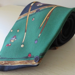 Vintage Men&#39;s Tie - Billiard Novelty Tie - Pool Table - Robert Talbott for Nordstrom