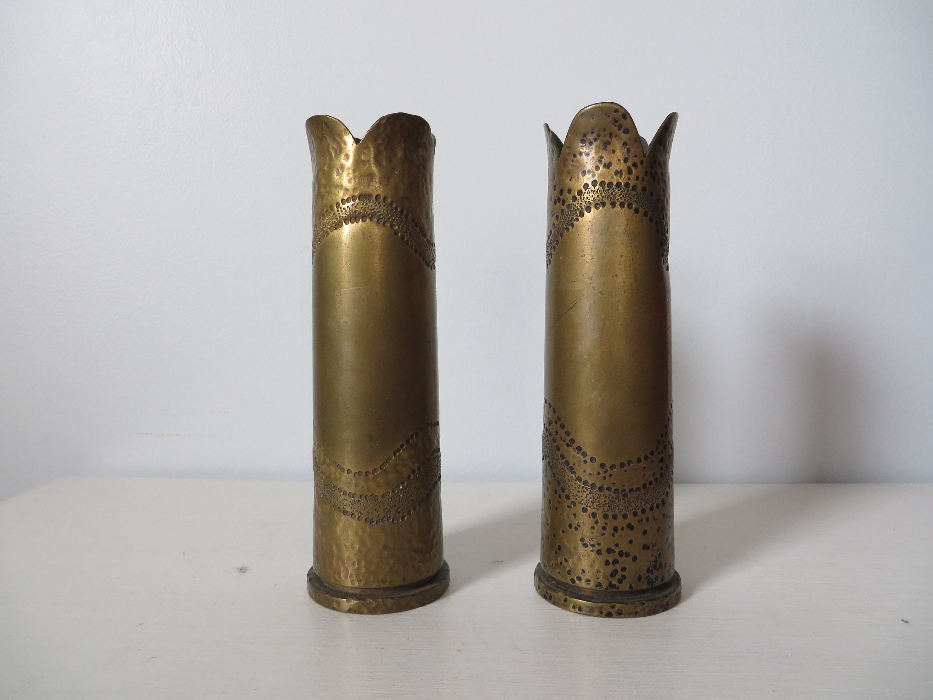 Vintage Trench Art Artillery Shell Vases World War Two 