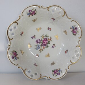 Vintage Reichenbach Porcelain Serving Bowl - Pierced Lattice