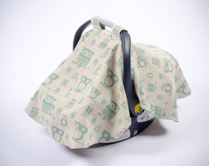 Baby Car Seat Cover Owls Etsy