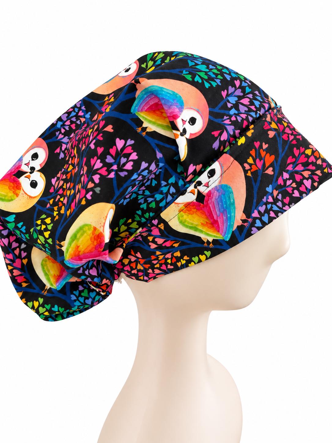 Rainbow Hooties | Owl Print Bouffant Scrub Cap