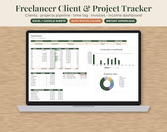 Freelancer Client Tracker Spreadsheet, Project Management, CRM Income Tracker, Google Sheets