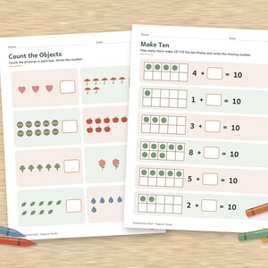 Kindergarten Math Worksheets, 50 Page Addition Subtraction Printable, Number Bonds image 4