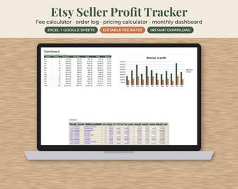 Etsy Seller Spreadsheet, Profit Tracker, Fee Calculator, Sales Dashboard, Google Sheets