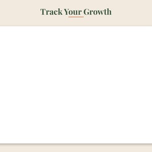 May include: A rectangular white sign with a cream-colored border featuring the dark green text "Track Your Growth" centered at the top, underlined by a thin horizontal orange line. The design is clean, simple, and oriented horizontally.