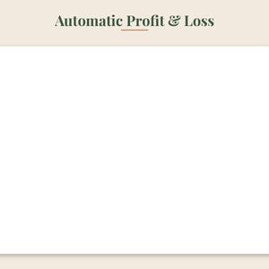 May include: A rectangular white digital document template featuring the dark green text Automatic Profit & Loss centered at the top, underlined with a thin orange horizontal line, set against a solid light beige background.