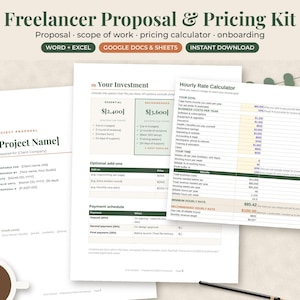 Mallpaket för frilansförslag, kundförslag, priskalkylator, Word Excel bild 1