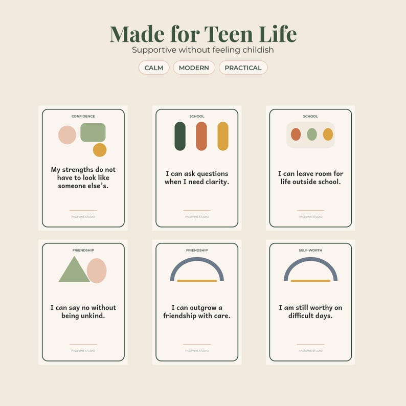 Bekräftelsekort för tonåringar, 48 utskrivbara kort för positivt självförtroende, Självkänsla bild 3