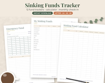 Sinking Funds Tracker Printable, Savings Goal Tracker, Budget Binder Insert, A5 Letter