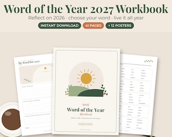 Word of the Year 2027 Workbook, Printable Reflection Journal, Intention Setting Goal Planner, Posters
