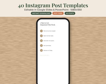 40 Editable Instagram Post Templates for Small Business, Canva Google Slides PowerPoint