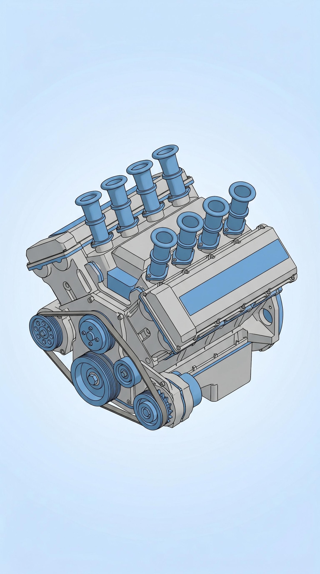 V10 Engine Infographic Print: Complete Assembly, Intake Trumpets ...