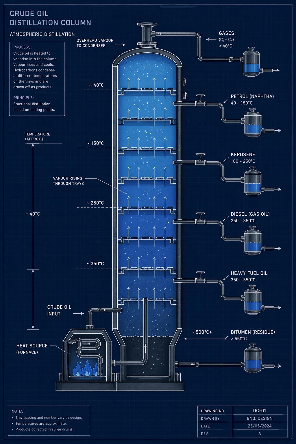 Crude Oil Distillation Column Diagram (digital Download) – Engineering ...