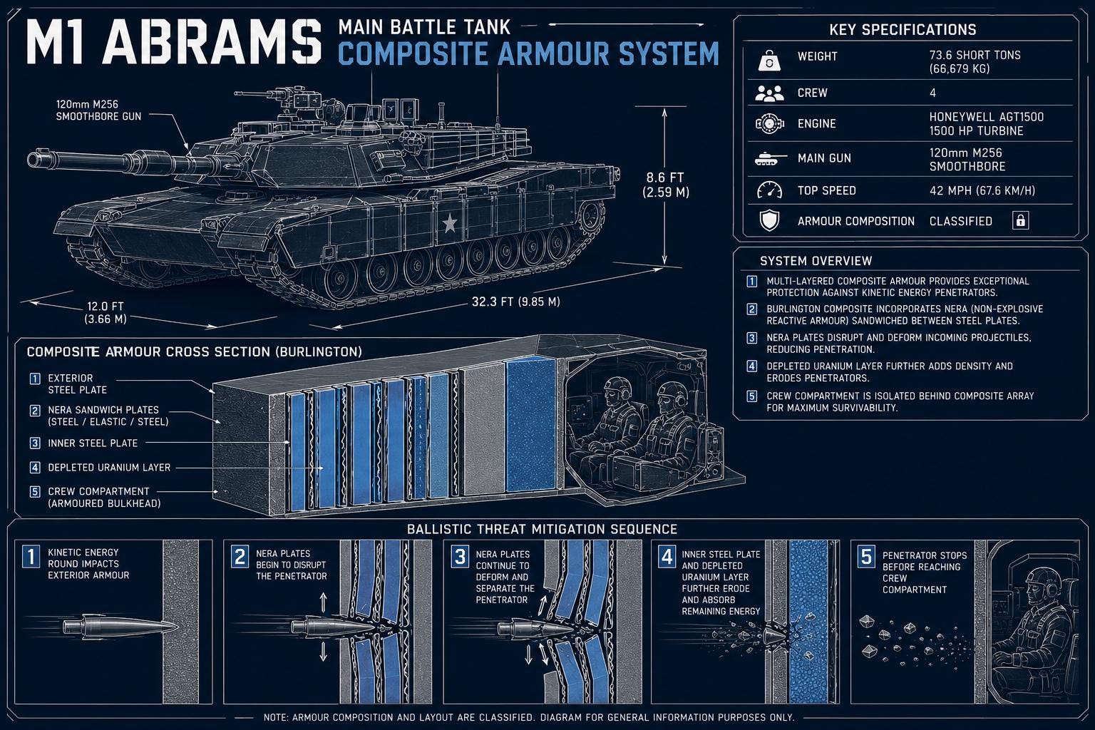 M1 Abrams Tank Armour Blueprint Poster | Composite Armour Engineering ...