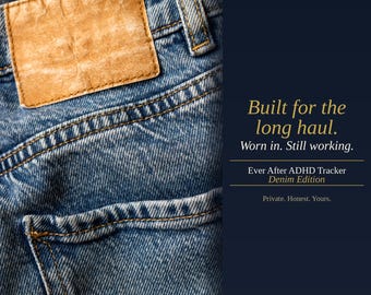 ADHS-Tracker in Denim-Edition | Digitaler ADHS-Planer für Erwachsene | Fokus, Impulskontrolle und Emotionsregulation | Keine App erforderlich | Sofort-Download