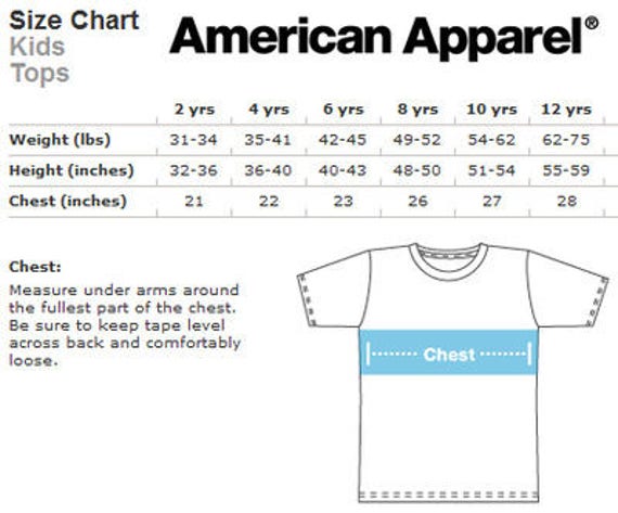 American Sweatshirt Size Chart