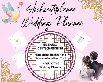 Planificador de bodas digital | Lista de verificación y presupuesto | Estilo vintage | Lista de invitados | Plano de mesas | Interactivo | Descargar