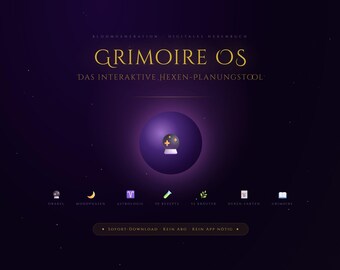 Diario digital de brujas: herramienta interactiva para planificar rituales | Fases lunares, oráculo, hierbas, horóscopo | Descarga instantánea