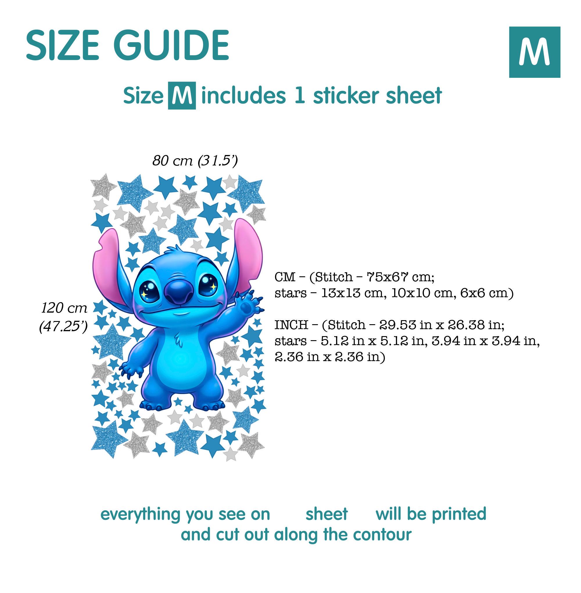 Stitch Waving Wall Decal Standing Blue Stitch Sticker Cute Alien ...