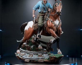 File STL di Arthur Morgan per RDR II – Diorama di cavallo da cowboy (statua + busto)