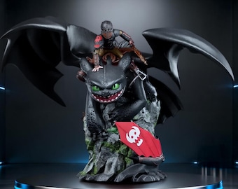 Hiccup e Sdentato - File STL del film Dragon Trainer (Statua + Busto) / 2 modelli varianti per la stampa 3D