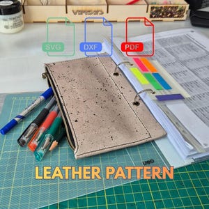Federmäppchen aus Leder SVG DXF PDF Muster, Reißverschluss Planer Einlegeblatt