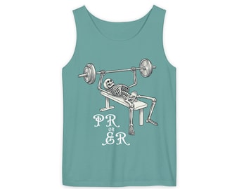 Mr. Bones Bench Press Tank Top | PR or ER Fitness Graphic