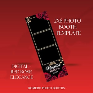 Red Rose Quince Sweet 16  - Photobooth 2x6 Template