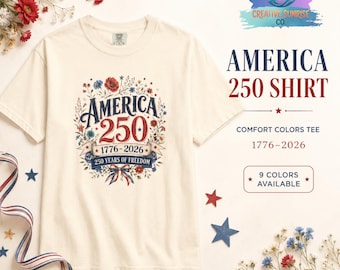 America 250 Floral Comfort Colors Tee, Patriotic 1776-2026 Shirt