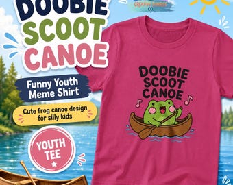 Doobie Scoot Canoe Kids Shirt, Funny Frog Canoe Youth Tee, Silly Frog Shirt, Summer Camp Gift