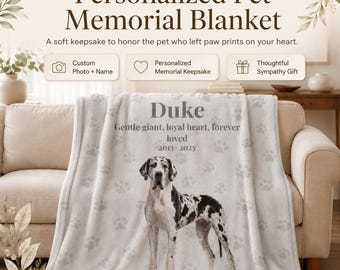 Custom Pet Photo Memorial Blanket, Personalized Sherpa Keepsake, Sympathy Gift