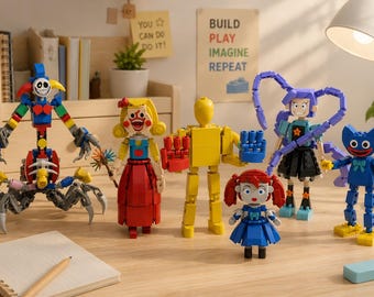 Poppy Playtime Building Blocks Set, Horror Game Character Construction Toy, Collectible Brick Figures, Assembly Model Kit, Kids Gamer Gift