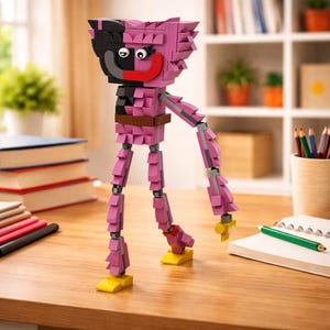 キッシー・ミッシーとハギー・ウギー・ポピーのプレイタイム・ビルディングブロックセット、ホラーゲーム組み立ておもちゃ、ゲーマーへのコレクタブルフィギュアギフト