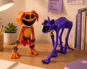 Smiling Critters DogDay and CatNap PVC Figures, Poppy Playtime Collectible Toys, Horror Game Character Statues, Gamer Desk Decor Gift
