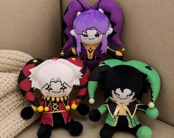 The Freak Circus Plush Set, Pierrot Harlequin Jester Ticket Taker Plushies, Gothic Circus Collection, Character Plush Bundle, Collector Gift