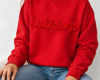Felpa in ciniglia personalizzata, girocollo con nome della squadra personalizzato, abbigliamento per il giorno della partita