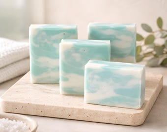 Aqua Muse Soap Bar – Handmade Ocean-Inspired Soap with Free Exfoliating Mesh | Moisturising Artisan