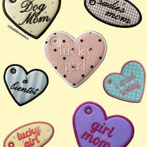 Custom Embroidered Heart Keychain | Personalized Fabric Bag Charm | Monogrammed Name Gift