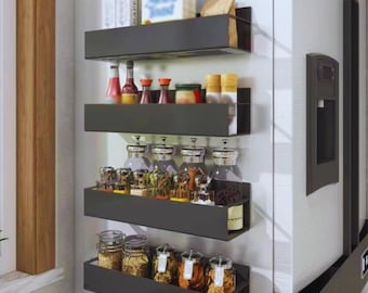 Organizador magnético para estantes de nevera, estante de almacenamiento de cocina de 30 cm/12 pulgadas, especiero que ahorra espacio, decoración moderna para el hogar, regalo para el hogar.