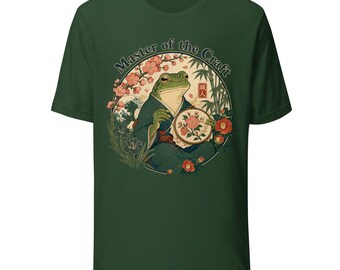 職人技の達人カエルシャツ｜日本の刺繍カエルTシャツ｜浮世絵職人Tシャツ｜コテージコアカエルシャツ｜刺繍好きへのギフト