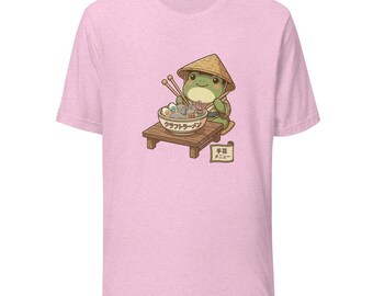クラフトラーメンカエルTシャツ｜かわいい日本のカエルクラフトTシャツ｜かわいいカエルTシャツ｜編み物・裁縫ギフト｜コテージコアカエル｜面白いクラフトTシャツ