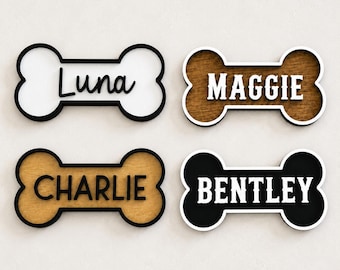 Personalized Wooden Dog Bone Name Sign: Custom Kennel, Crate or Pet Room Plaque