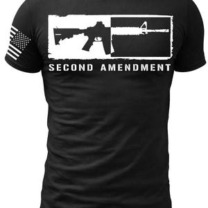 T-shirt med amerikansk flagga och patriotiskt vapenrättsskydd, 2A-gevärsgrafik