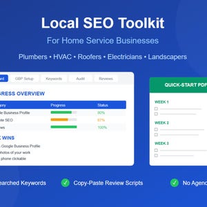 Lista de verificación definitiva de SEO local + Plantilla de perfil de Google Business / 67 palabras clave / Negocio de servicios para el hogar / Fontanería, climatización, techos, electricidad