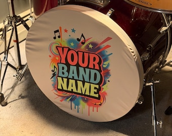 Funda para bombo con el logotipo de la banda