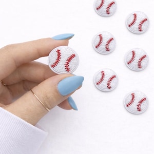 Mini Baseball Iron-On Patches, Embroidered DIY Accessories, Trendy Small Patch, Set of 10 Patches