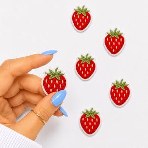 Mini Strawberry Iron-On Patches, Embroidered DIY Accessories, Trendy Small Patch, Set of 10 Patches