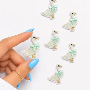 Mini Goose Iron-On Patches, Embroidered DIY Accessories, Trendy Small Patch, Set of 10 Patches