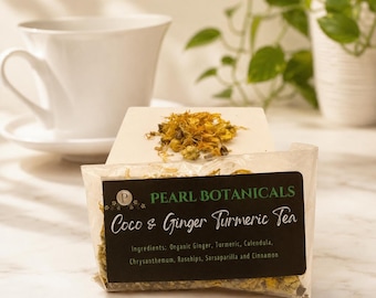 Mezcla de té de coco, jengibre y cúrcuma