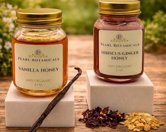 Artisanal Flavored Honey: Vanilla, Hibiscus-Ginger Infusions (2 oz)